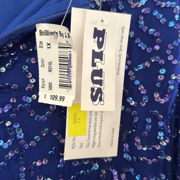Brilliante Blue Silk Sequin Dress XL - Picture 4 of 9